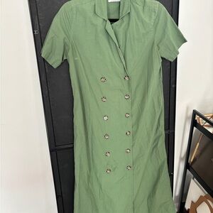 Urban Outfitters Green Double-Breasted Midi Dress